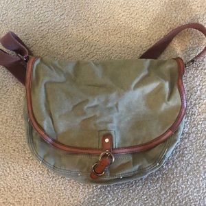 Lucky Brand army green canvas messenger bag